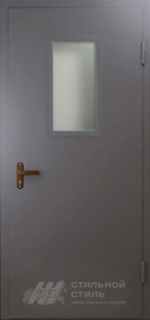 Техническая дверь со стеклом №4 с отделкой Нитроэмаль - фото