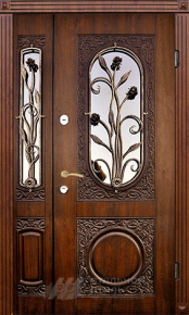 Парадная дверь №102 с отделкой Массив дуба - фото