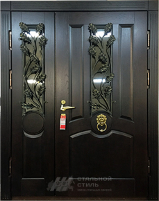 Парадная дверь №35 с отделкой Массив дуба - фото