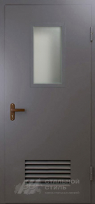 Техническая дверь со стеклом №5 с отделкой Нитроэмаль - фото